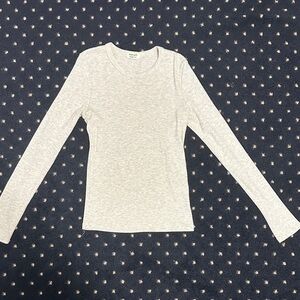 Women's Long Sleeves Heather Gray/beige Top